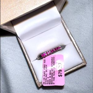 Womens Sterling Silver Ruby Ring